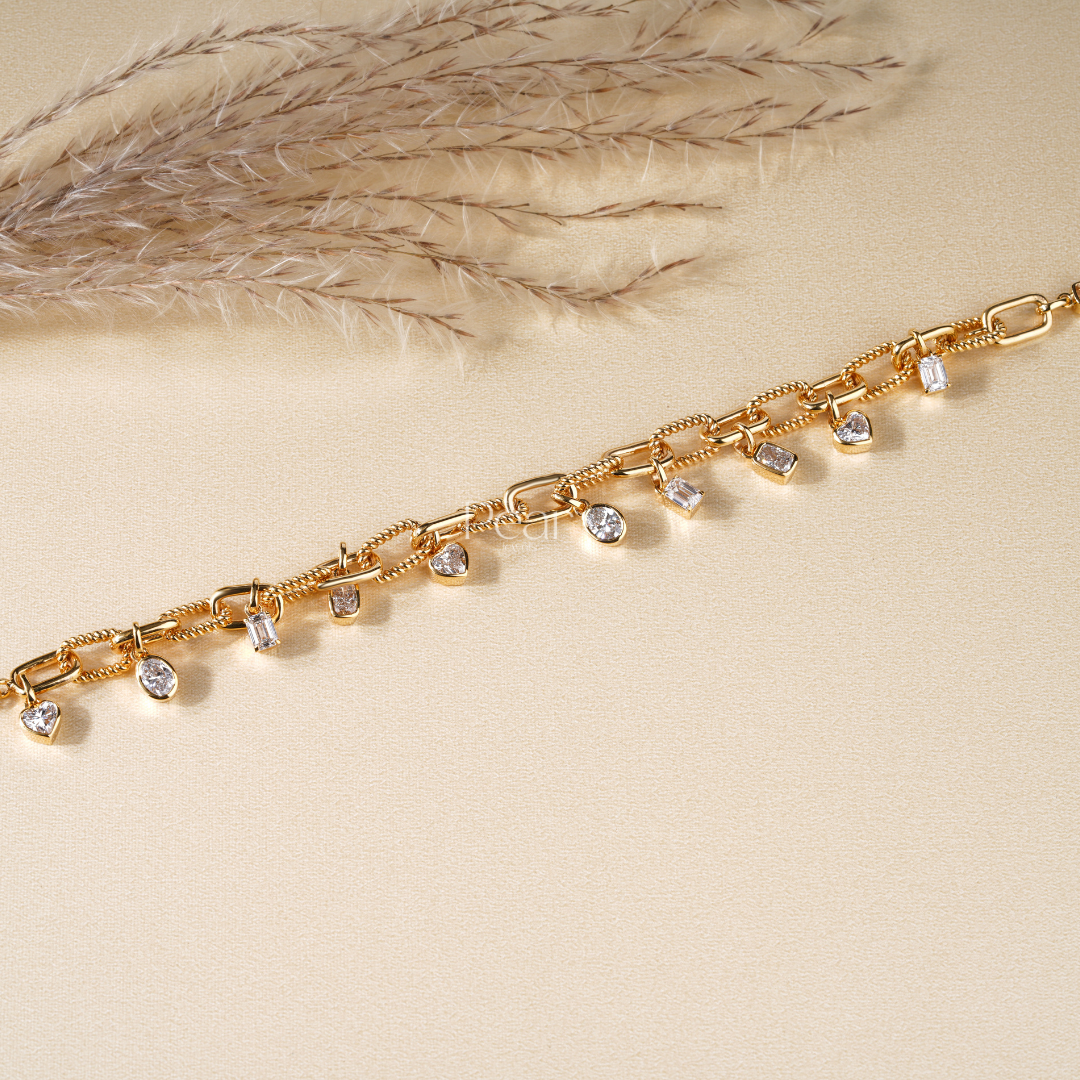 Chain Multi-Shape Diamond Bracelet - Pear Jewels
