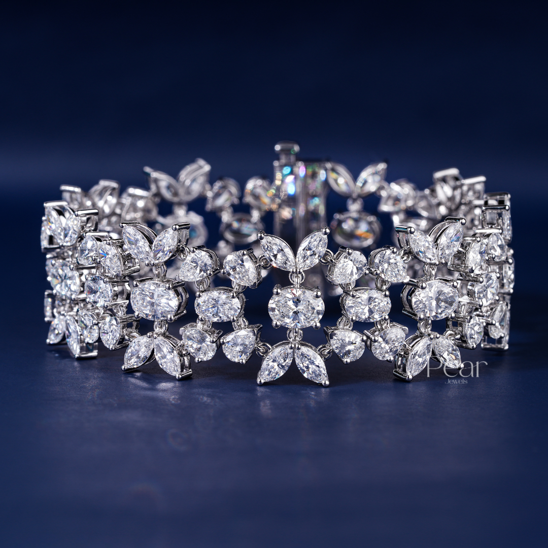 Marquise-Oval-Pear Multi Shape Fancy Tennis Labgrown Diamond Bracelet - Pear Jewels