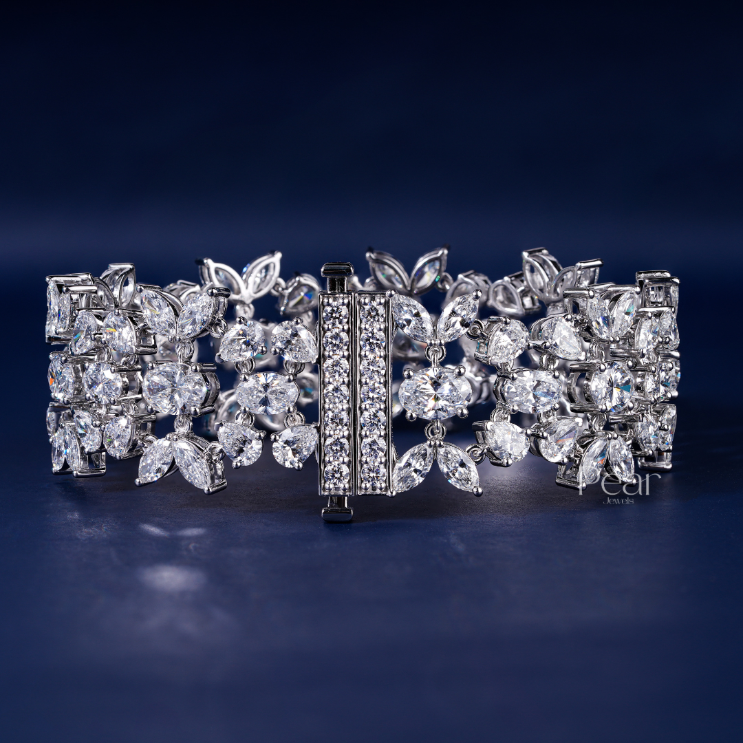 Marquise-Oval-Pear Multi Shape Fancy Tennis Labgrown Diamond Bracelet - Pear Jewels