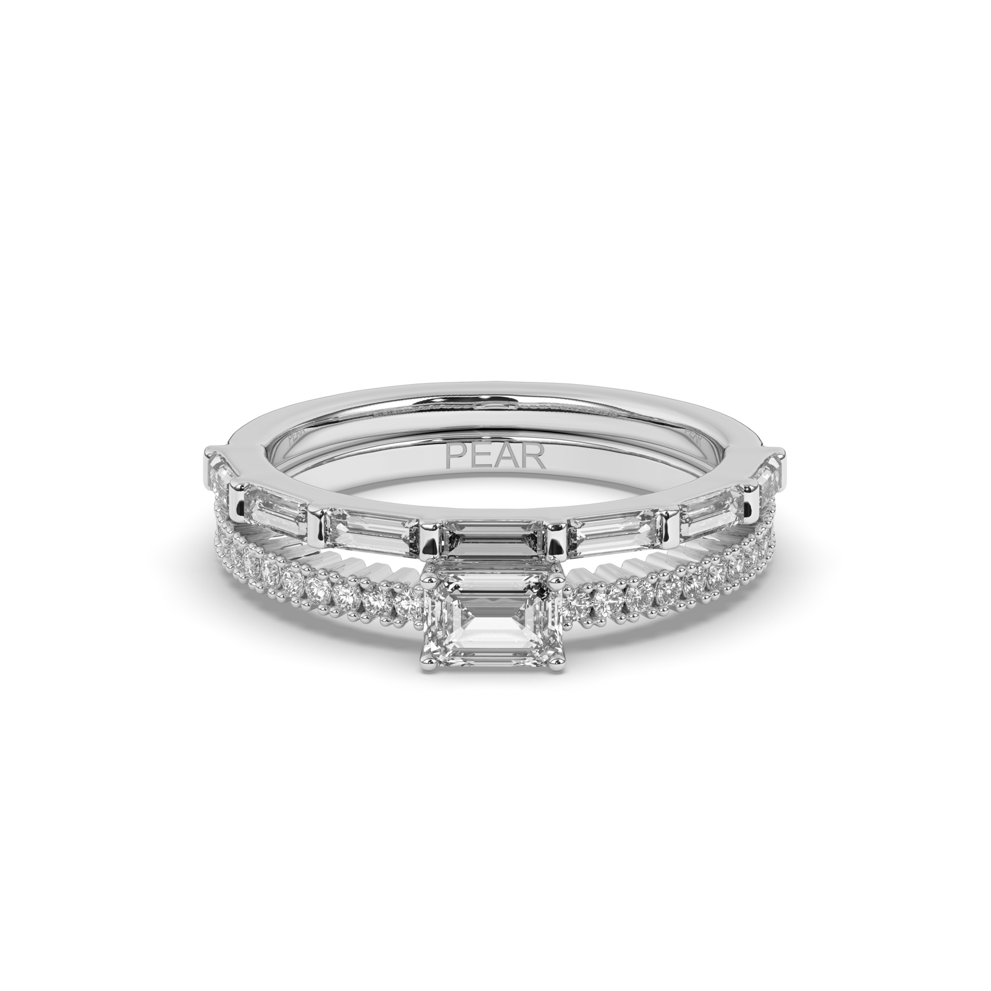 Vintage Baguette Lab-grown Diamond Wedding Band - Pear Jewels