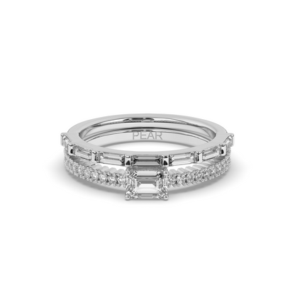 Vintage Baguette Lab-grown Diamond Wedding Band - Pear Jewels