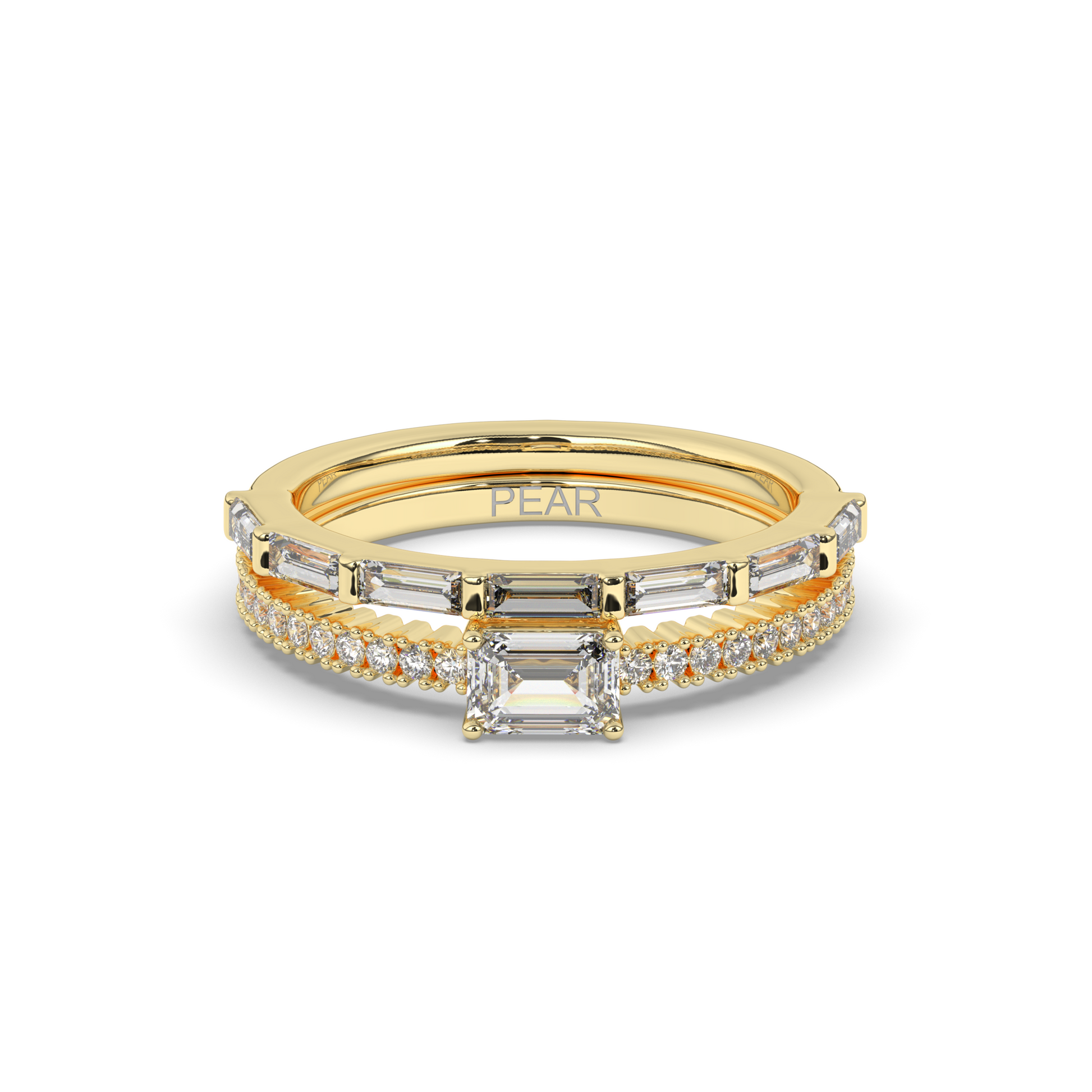 Vintage Baguette Lab-grown Diamond Wedding Band - Pear Jewels