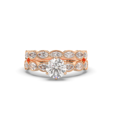 Vintage Marquise Lab-Grown Diamond Bridal Ring Set - Pear Jewels