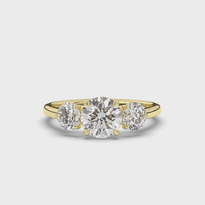 Elegant Three Stone Round Lab-Grown Diamond Ring with Classic Charm