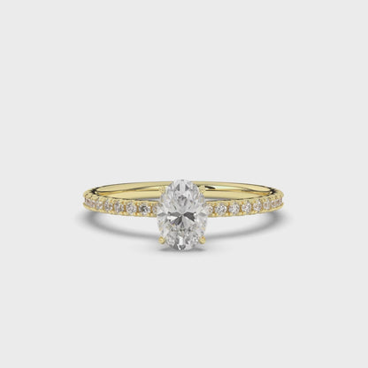 Oval Solitaire Lab-Grown Diamonds Side Stone Ring