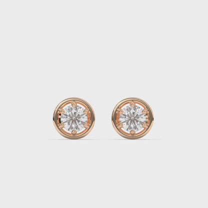 Round Bezel Setting Lab-Grown Diamond Stud Earrings