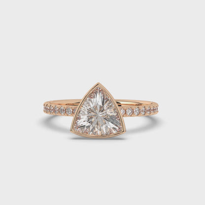 Trillion Curved Bezel Setting Lab-Grown Diamond Engagement Ring