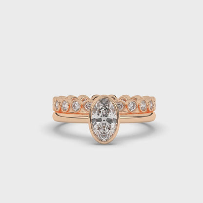 Oval Bezel Labgrown Diamond Wedding Ring Band