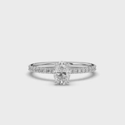 Oval Solitaire Lab-Grown Diamonds Side Stone Ring