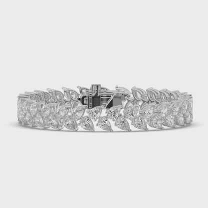 Pear Cut Lab-Grown Diamond Tennis Wreath & Leaf Garland Tennis Bracelet