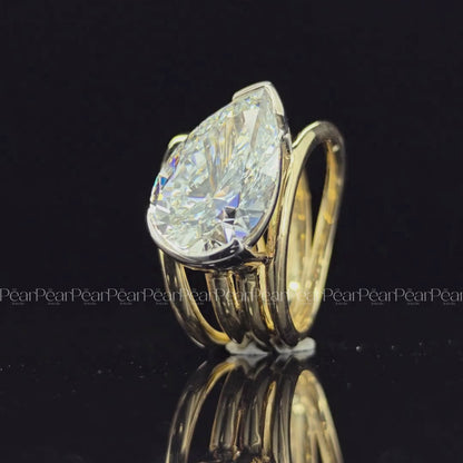 Pear Solitaire Wedding Fancy Labgrown Diamond Band