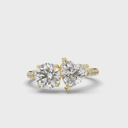 Toi Et Moi Round & Heart Lab-Grown Diamond Engagement Ring