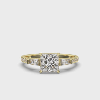 Three Stone Princess & Baguette LabGrown Diamond Ring