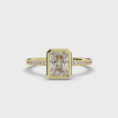 Radiant Lab-Grown Diamond Ring in Bezel Setting