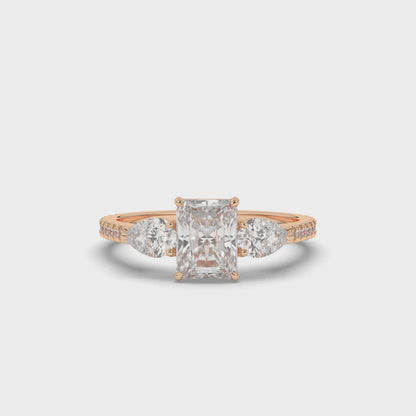 Three Stone Radiant & Pear Lab-Grown Diamond Ring