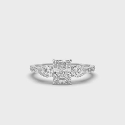 Three Stone Radiant & Pear Lab-Grown Diamond Ring