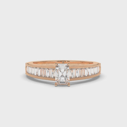 Emerald & Baguette Labgrown Diamonds Engagement Ring