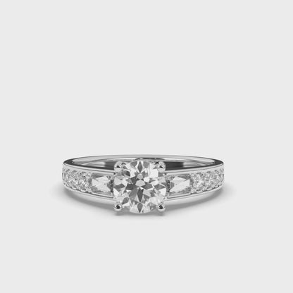 Three Stone Elegance & Baguette Lab-Grown Diamond Ring