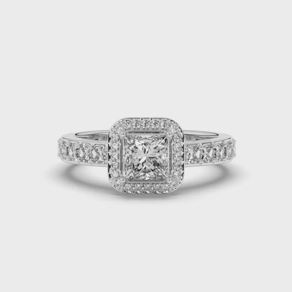 Halo Princess Lab-Grown Diamond Engagement Ring