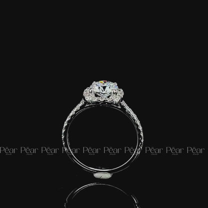 1.0Ct Round Halo Square Labgrown Diamond Engagement Ring