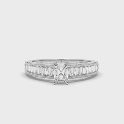 Emerald & Baguette Labgrown Diamonds Engagement Ring