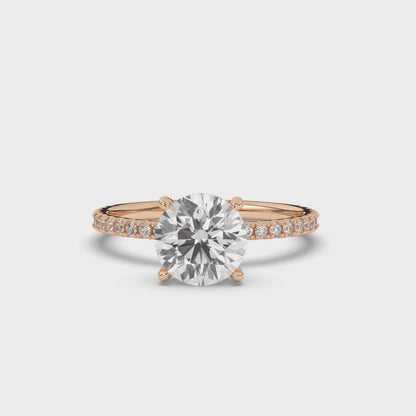 Round Solitaire Lab-Grown Diamonds with Side Stones Ring