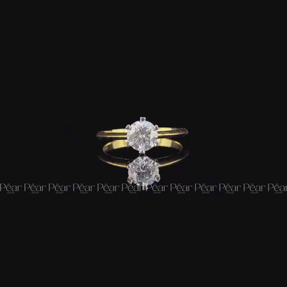 Round Solitaire Six Heart Prong Engagement Ring
