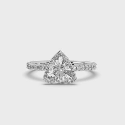 Trillion Curved Bezel Setting Lab-Grown Diamond Engagement Ring