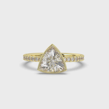 Trillion Curved Bezel Setting Lab-Grown Diamond Engagement Ring