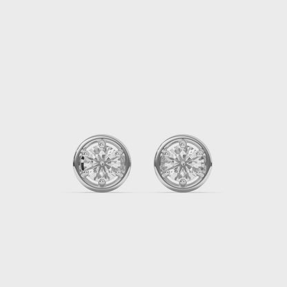 Round Bezel Setting Lab-Grown Diamond Stud Earrings