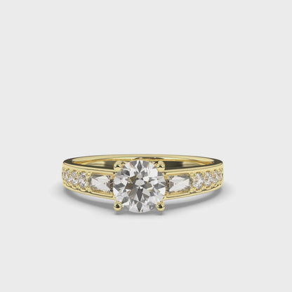 Three Stone Elegance & Baguette Lab-Grown Diamond Ring