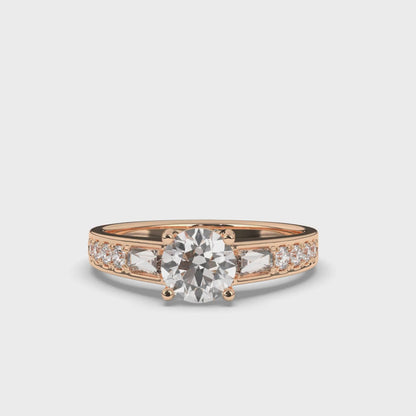 Three Stone Elegance & Baguette Lab-Grown Diamond Ring