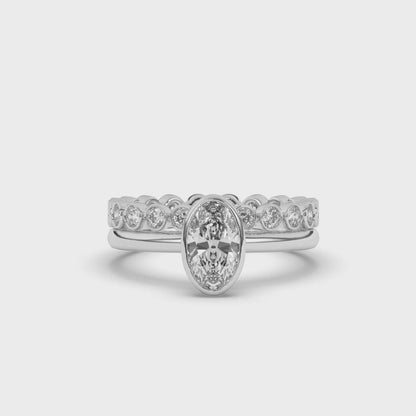 Oval Bezel Labgrown Diamond Wedding Ring Band