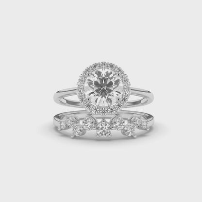 1.0Ct Centre Halo Wedding Labgrown Diamond Ring Band