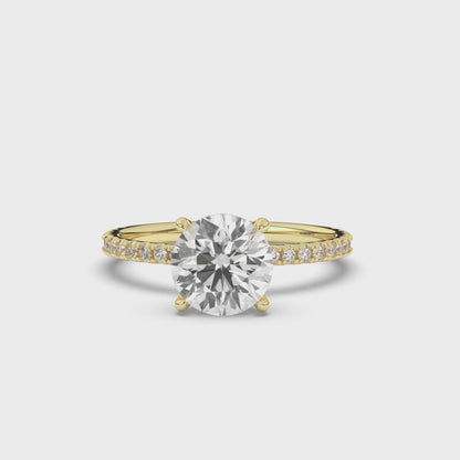 Round Solitaire Lab-Grown Diamonds with Side Stones Ring
