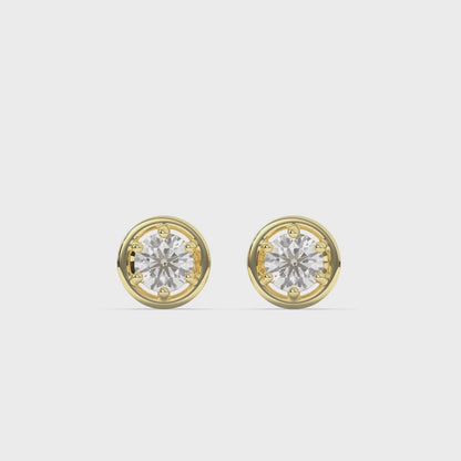 Round Bezel Setting Lab-Grown Diamond Stud Earrings