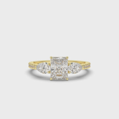 Three Stone Radiant & Pear Lab-Grown Diamond Ring