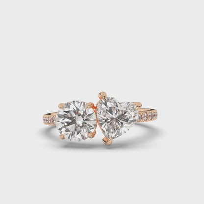 Toi Et Moi Round & Heart Lab-Grown Diamond Engagement Ring