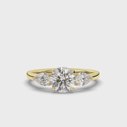 Three Stone Round & Pear Labgrown Diamond Ring