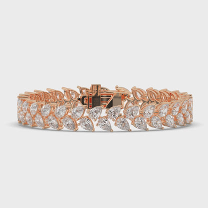 Pear Cut Lab-Grown Diamond Tennis Wreath & Leaf Garland Tennis Bracelet