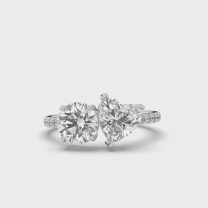 Toi Et Moi Round & Heart Lab-Grown Diamond Engagement Ring