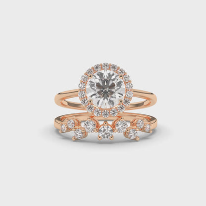 1.0Ct Centre Halo Wedding Labgrown Diamond Ring Band