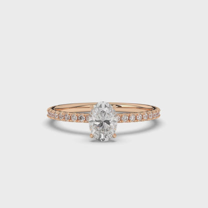 Oval Solitaire Lab-Grown Diamonds Side Stone Ring