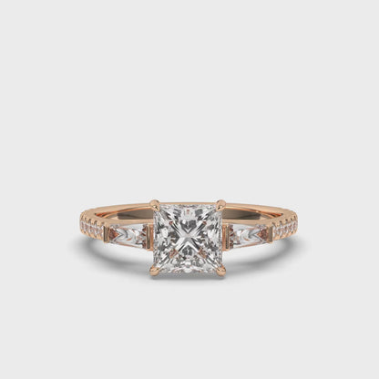 Three Stone Princess & Baguette LabGrown Diamond Ring