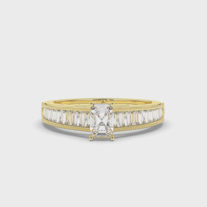 Emerald & Baguette Labgrown Diamonds Engagement Ring