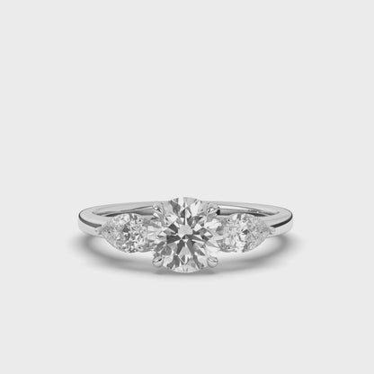 Three Stone Round & Pear Labgrown Diamond Ring