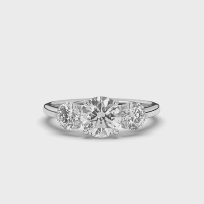 Elegant Three Stone Round Lab-Grown Diamond Ring with Classic Charm