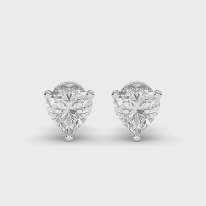 Romantic Heart-Shaped Lab-Grown Diamond Stud Earrings