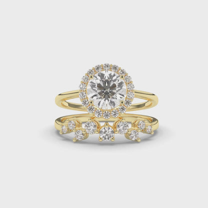 1.0Ct Centre Halo Wedding Labgrown Diamond Ring Band