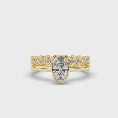 Oval Bezel Labgrown Diamond Wedding Ring Band